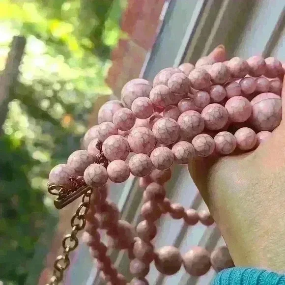 Chunky pink beaded 5 standard necklace - Picture 15 of 16